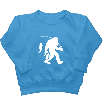 Fishing Sasquatch Kids Crew Neck Sweatshirt - Muddy Boots Clothing - Crew Neck Sweatshirt