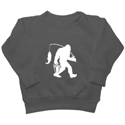 Fishing Sasquatch Kids Crew Neck Sweatshirt - Muddy Boots Clothing - Crew Neck Sweatshirt
