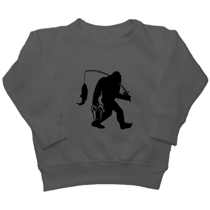 Fishing Sasquatch Kids Crew Neck Sweatshirt - Muddy Boots Clothing - Crew Neck Sweatshirt