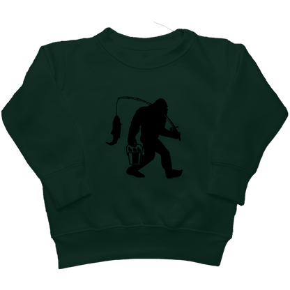 Fishing Sasquatch Kids Crew Neck Sweatshirt - Muddy Boots Clothing - Crew Neck Sweatshirt
