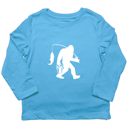 Fishing Sasquatch Kids Long Sleeve Tee - Muddy Boots Clothing - Long Sleeve Tee