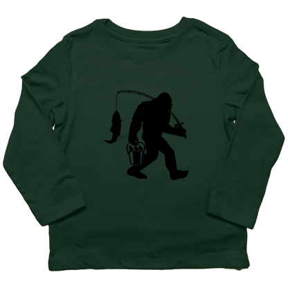 Fishing Sasquatch Kids Long Sleeve Tee - Muddy Boots Clothing - Long Sleeve Tee