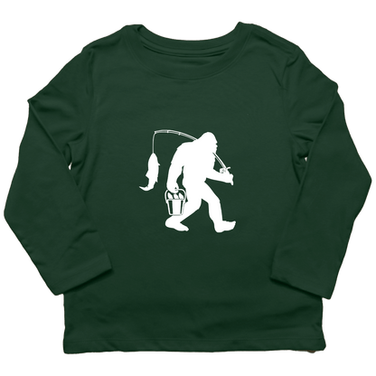 Fishing Sasquatch Kids Long Sleeve Tee - Muddy Boots Clothing - Long Sleeve Tee