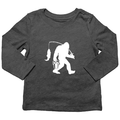 Fishing Sasquatch Kids Long Sleeve Tee - Muddy Boots Clothing - Long Sleeve Tee
