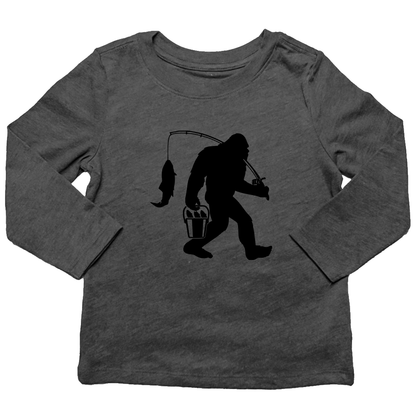 Fishing Sasquatch Kids Long Sleeve Tee - Muddy Boots Clothing - Long Sleeve Tee