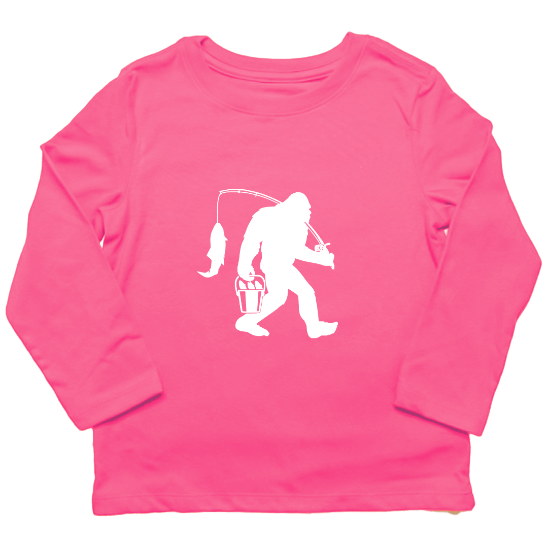 Fishing Sasquatch Kids Long Sleeve Tee - Muddy Boots Clothing - Long Sleeve Tee