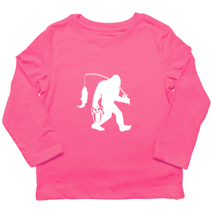 Fishing Sasquatch Kids Long Sleeve Tee - Muddy Boots Clothing - Long Sleeve Tee