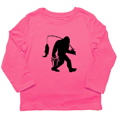 Fishing Sasquatch Kids Long Sleeve Tee - Muddy Boots Clothing - Long Sleeve Tee