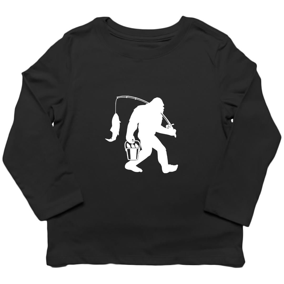 Fishing Sasquatch Toddler Long Sleeve Tee - Muddy Boots Clothing - Long Sleeve Tee