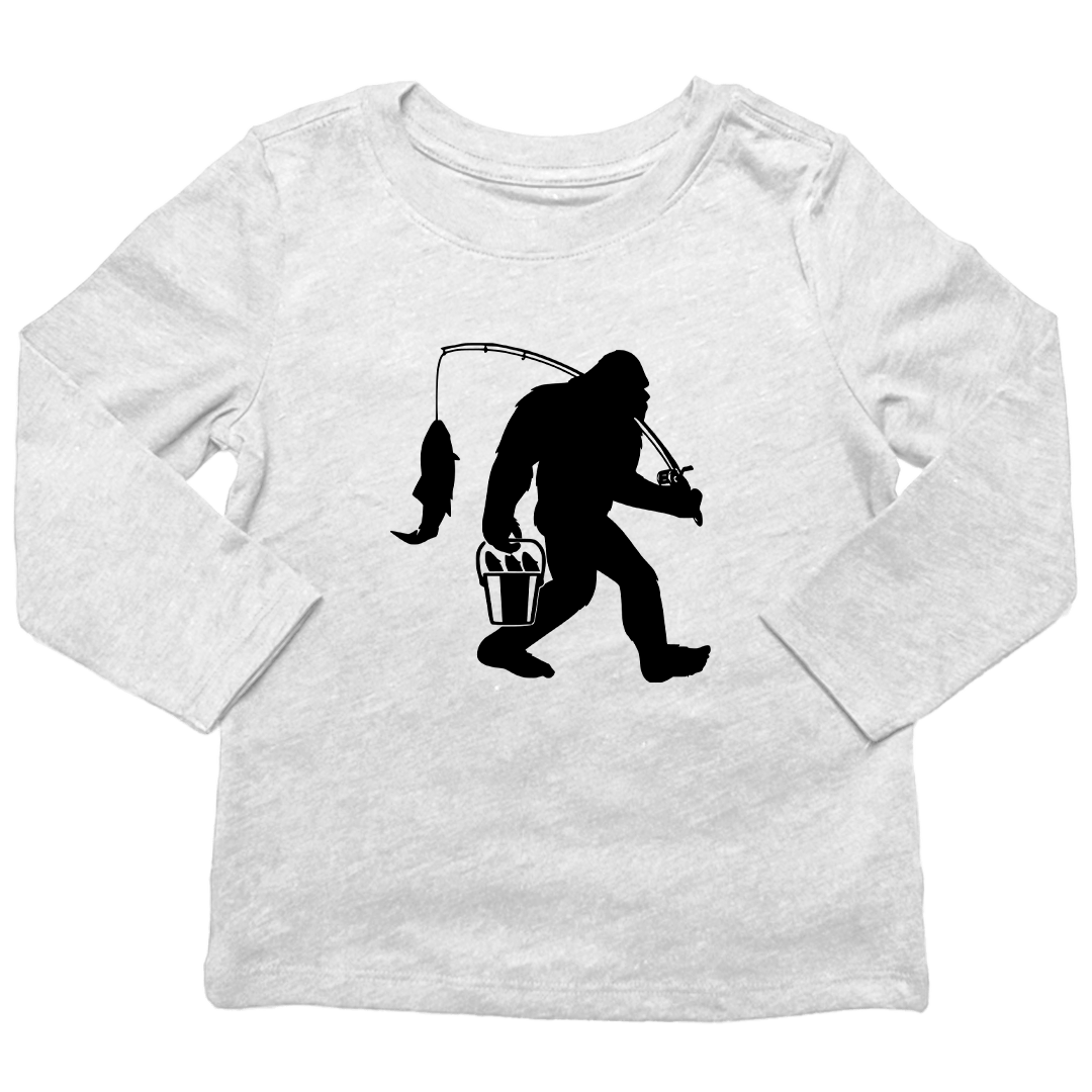 Fishing Sasquatch Toddler Long Sleeve Tee - Muddy Boots Clothing - Long Sleeve Tee