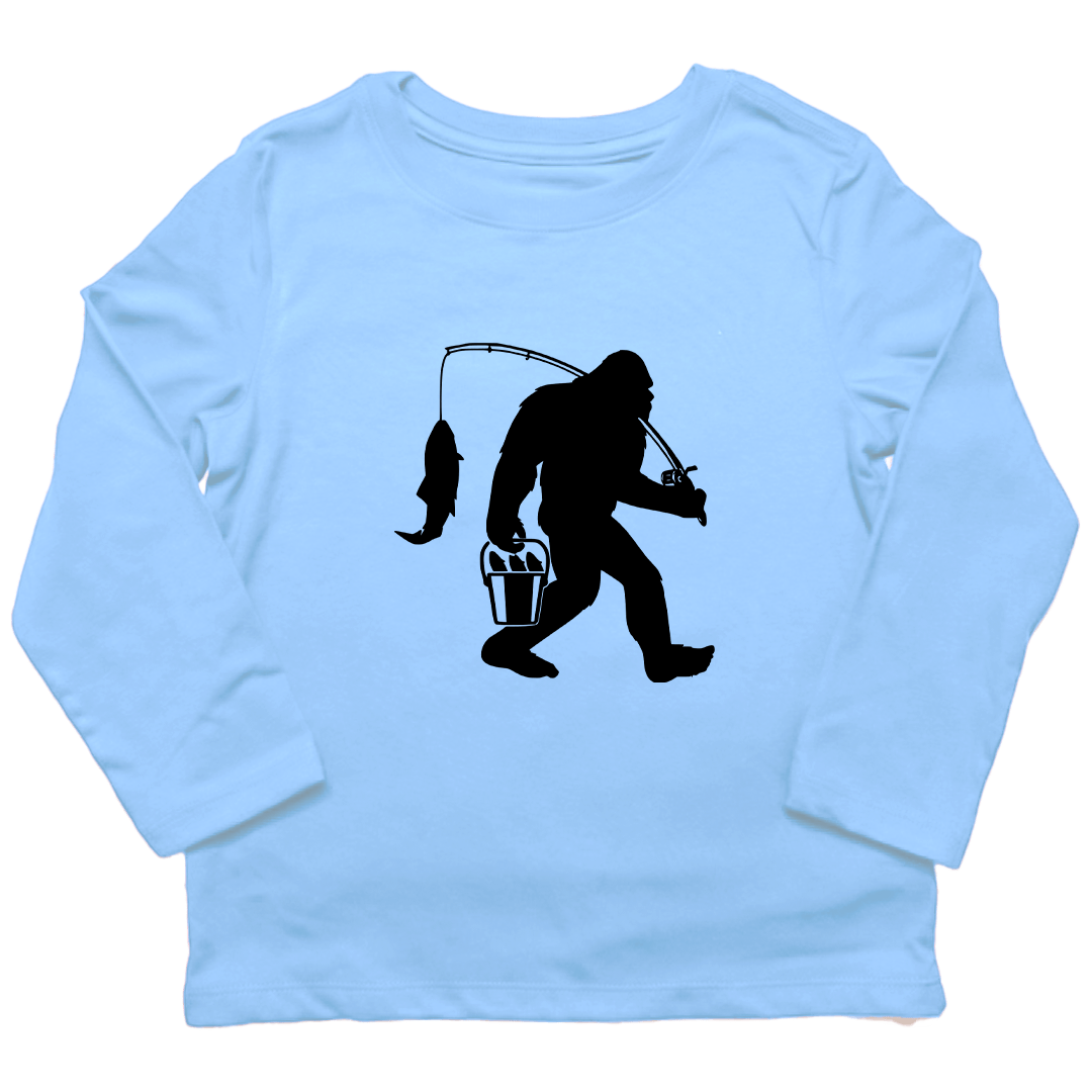 Fishing Sasquatch Toddler Long Sleeve Tee - Muddy Boots Clothing - Long Sleeve Tee