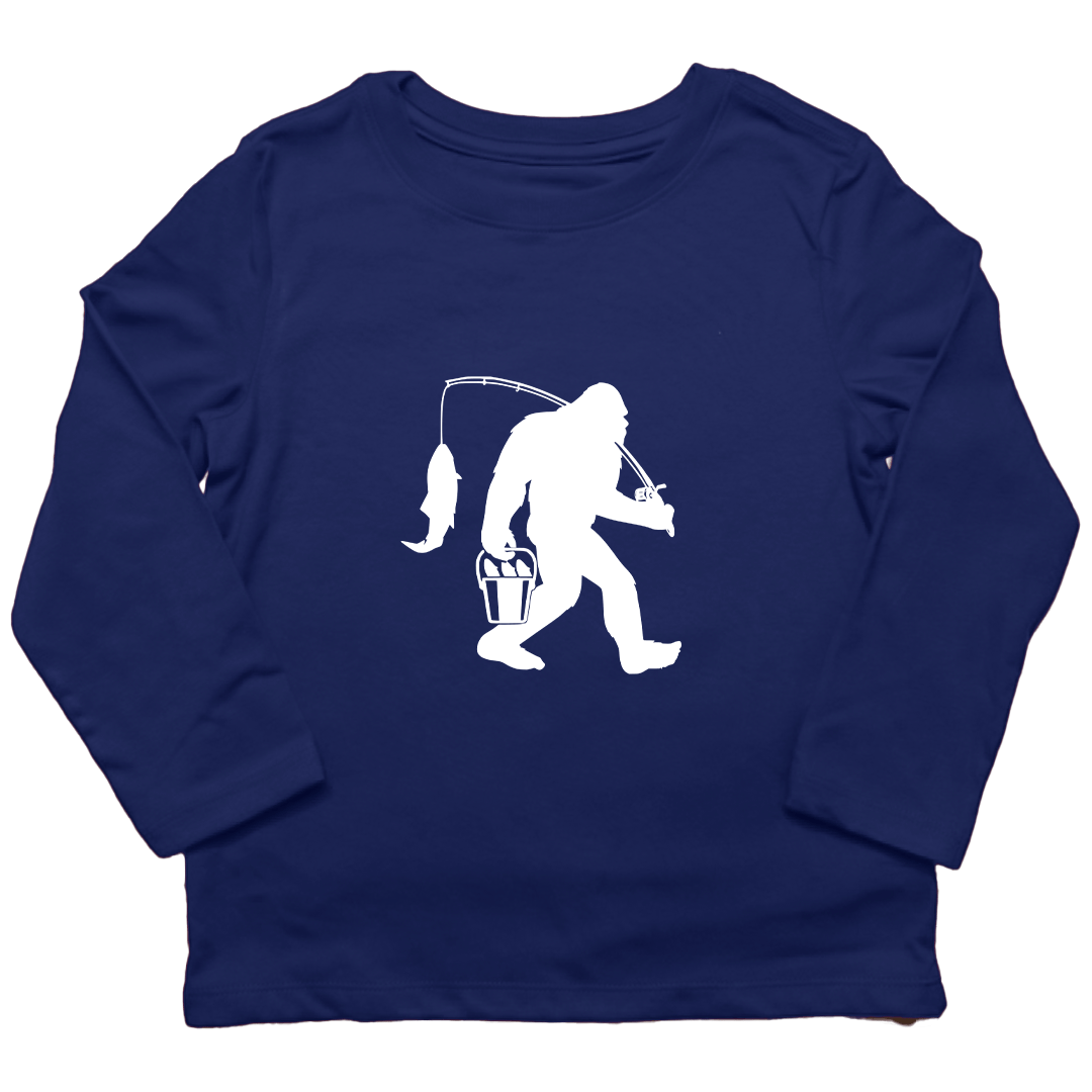 Fishing Sasquatch Toddler Long Sleeve Tee - Muddy Boots Clothing - Long Sleeve Tee