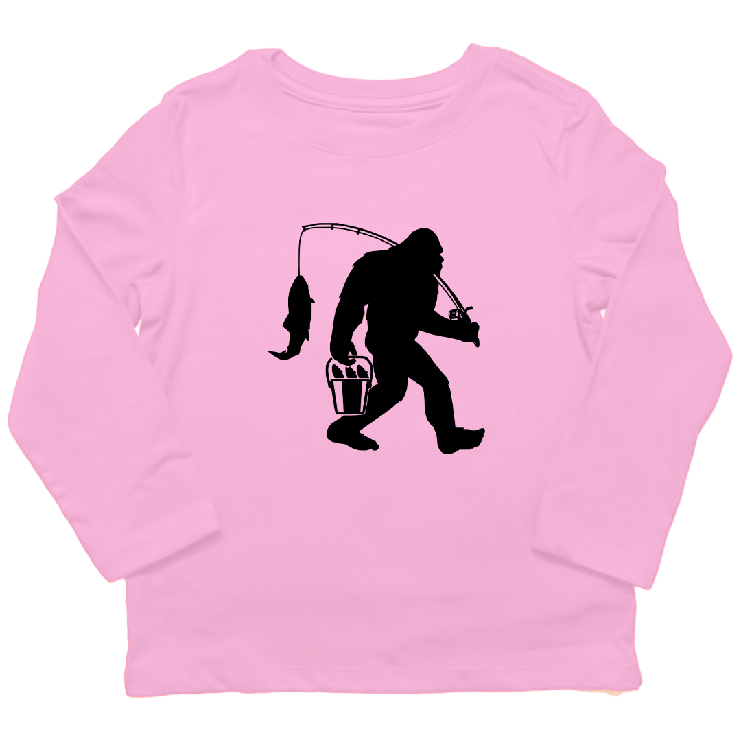Fishing Sasquatch Toddler Long Sleeve Tee - Muddy Boots Clothing - Long Sleeve Tee