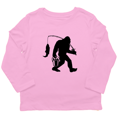 Fishing Sasquatch Toddler Long Sleeve Tee - Muddy Boots Clothing - Long Sleeve Tee