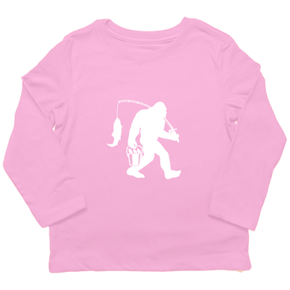 Fishing Sasquatch Toddler Long Sleeve Tee - Muddy Boots Clothing - Long Sleeve Tee