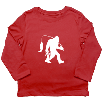 Fishing Sasquatch Toddler Long Sleeve Tee - Muddy Boots Clothing - Long Sleeve Tee