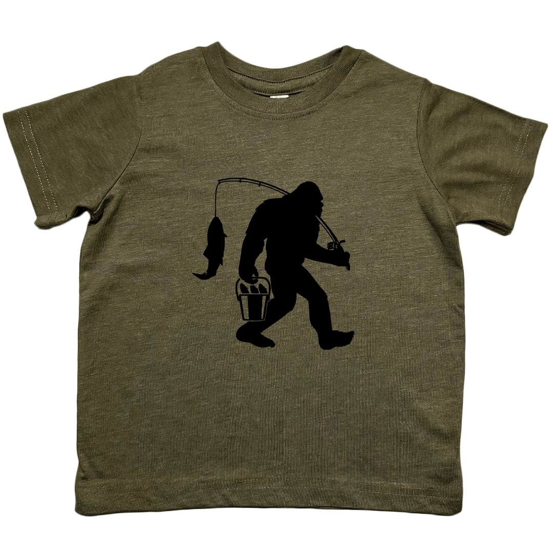 Fishing Sasquatch Toddler Tee - Muddy Boots Clothing - T-Shirt
