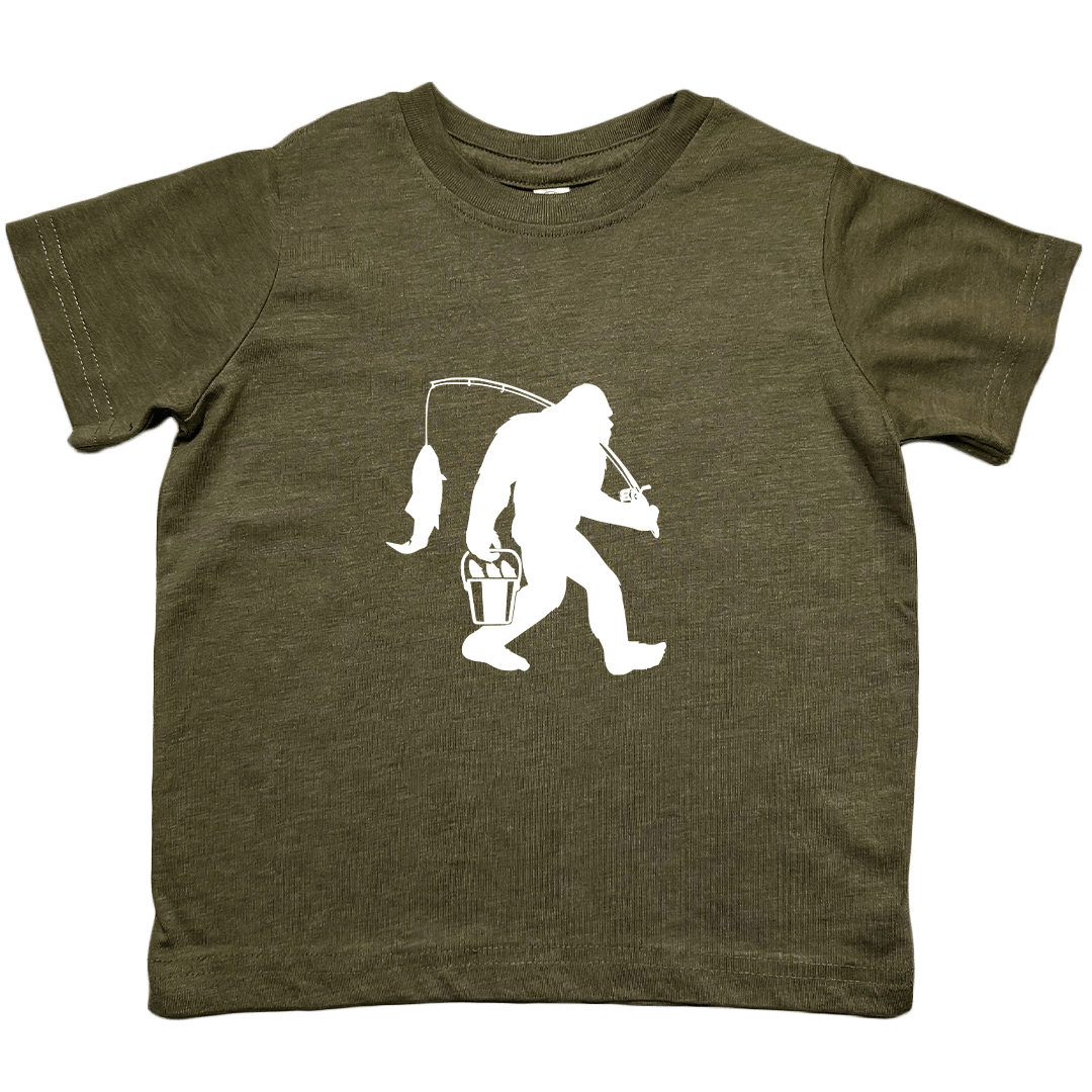 Fishing Sasquatch Toddler Tee - Muddy Boots Clothing - T-Shirt