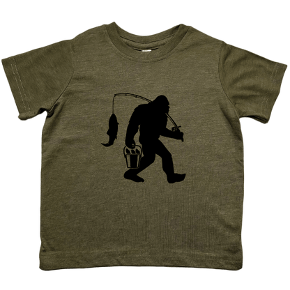 Fishing Sasquatch Toddler Tee - Muddy Boots Clothing - T-Shirt