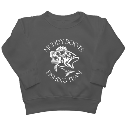 Fishing Team Kids Crew Neck Sweatshirt - Muddy Boots Clothing - Crew Neck Sweatshirt