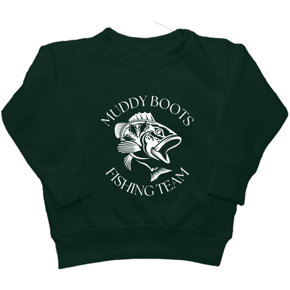 Fishing Team Kids Crew Neck Sweatshirt - Muddy Boots Clothing - Crew Neck Sweatshirt
