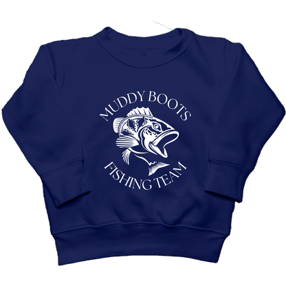Fishing Team Kids Crew Neck Sweatshirt - Muddy Boots Clothing - Crew Neck Sweatshirt