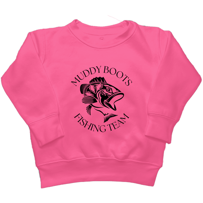 Fishing Team Kids Crew Neck Sweatshirt - Muddy Boots Clothing - Crew Neck Sweatshirt