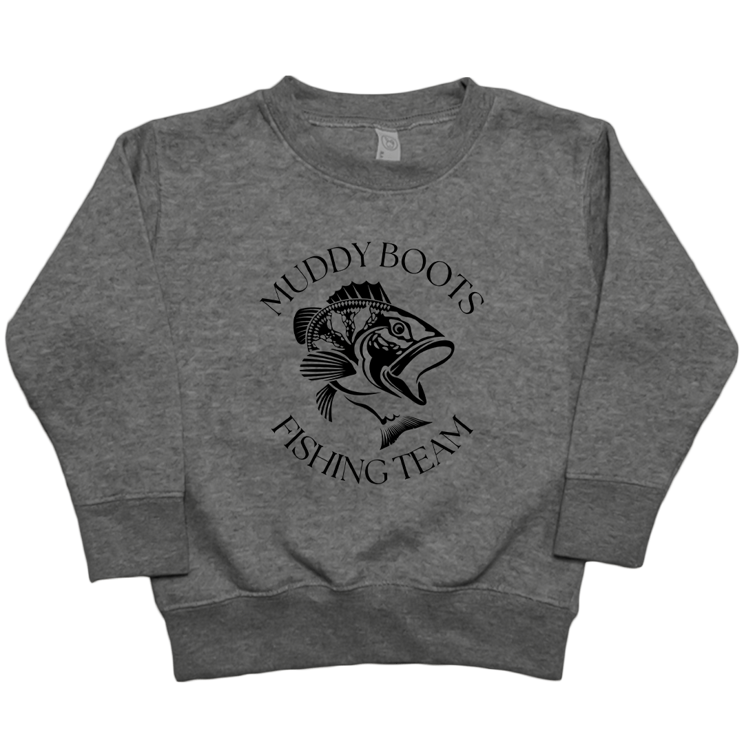 Fishing Team Toddler Crew Neck Sweatshirt - Muddy Boots Clothing - Crew Neck Sweatshirt