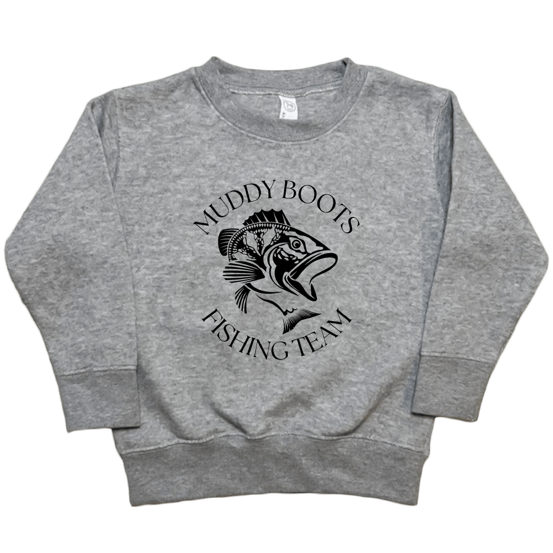 Fishing Team Toddler Crew Neck Sweatshirt - Muddy Boots Clothing - Crew Neck Sweatshirt