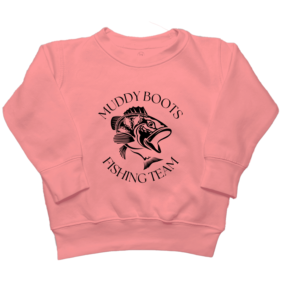 Fishing Team Toddler Crew Neck Sweatshirt - Muddy Boots Clothing - Crew Neck Sweatshirt
