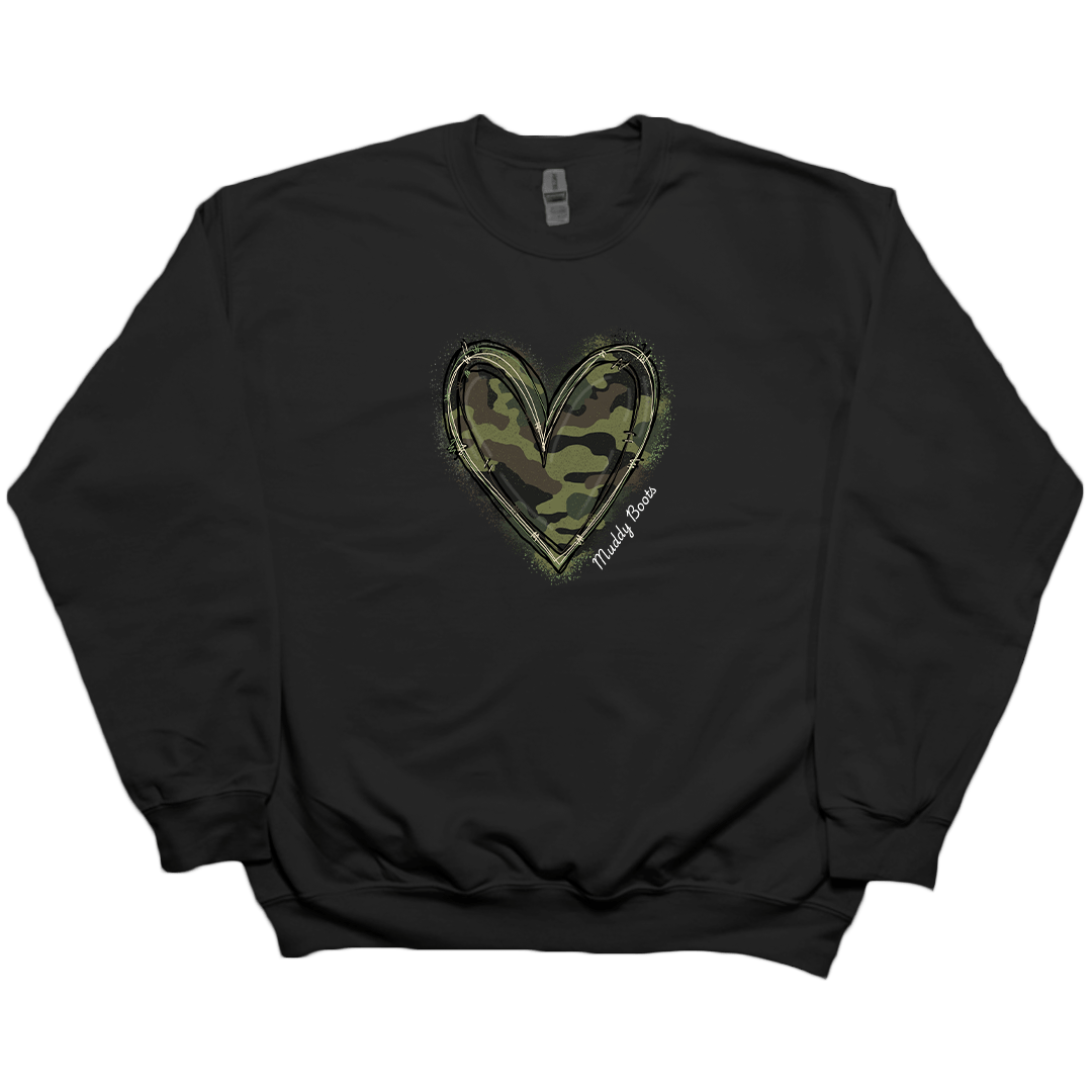 Hidden Heart Adult Crew Neck Sweatshirt - Muddy Boots Clothing - Crew Neck Sweatshirt