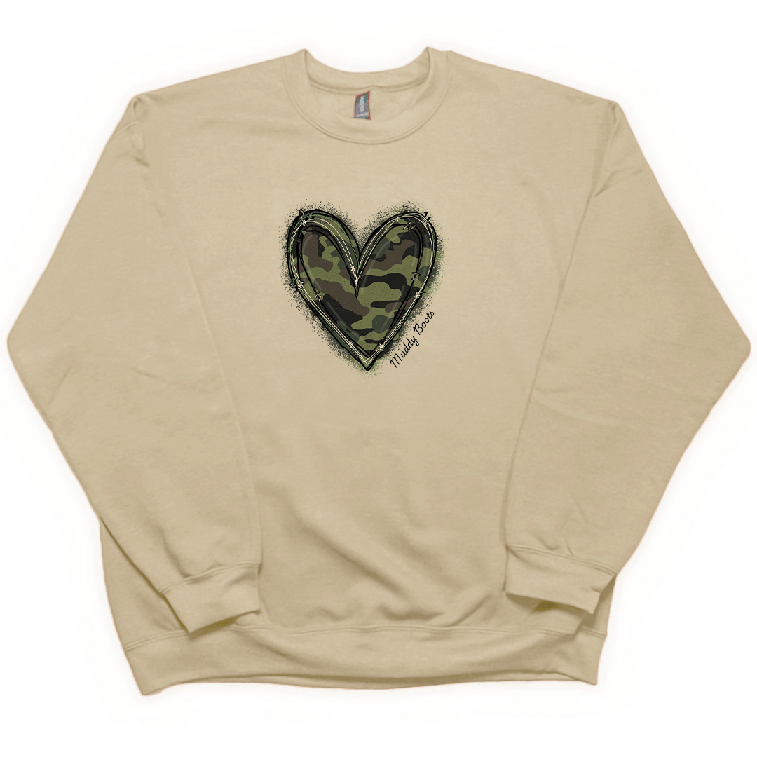 Hidden Heart Adult Crew Neck Sweatshirt - Muddy Boots Clothing - Crew Neck Sweatshirt