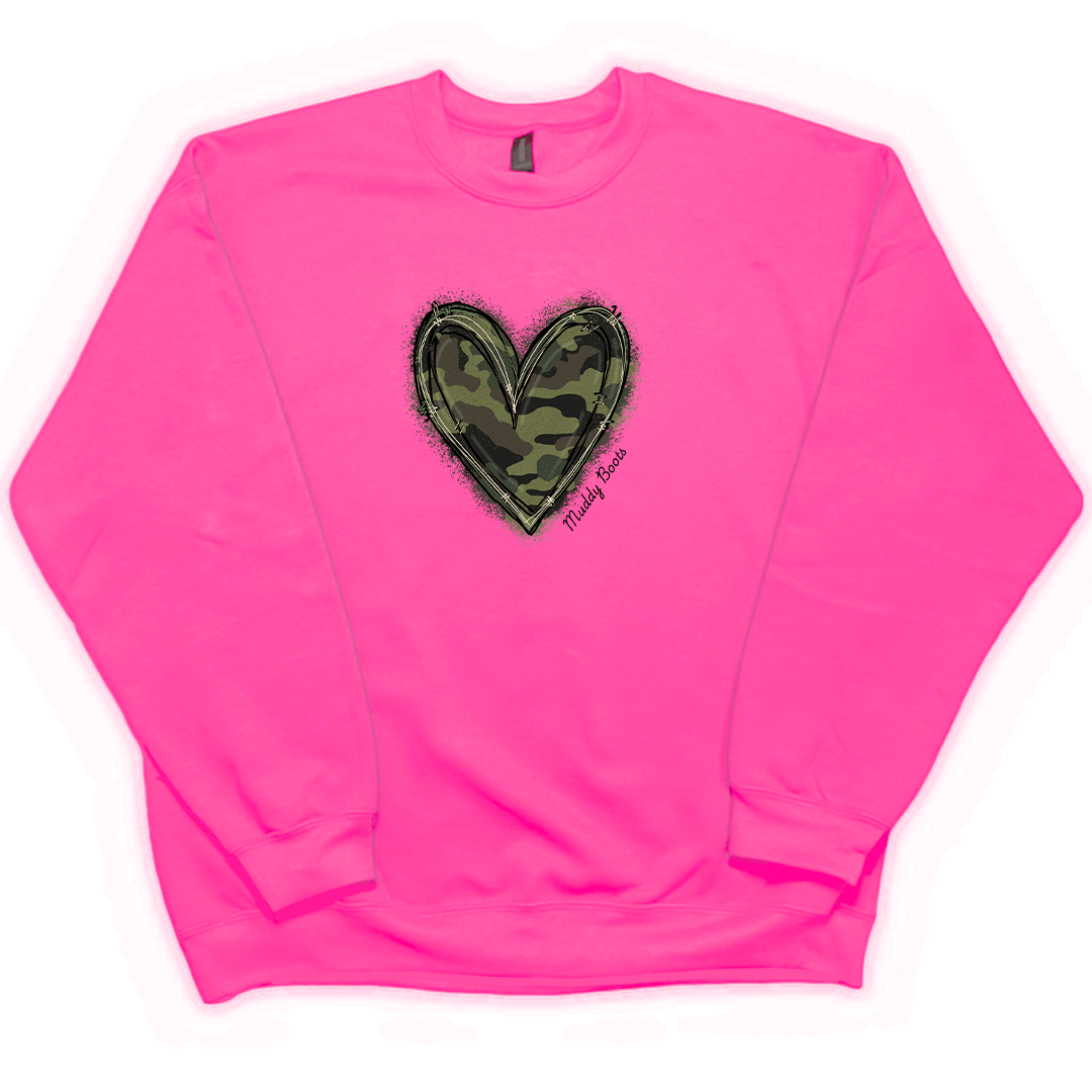 Hidden Heart Adult Crew Neck Sweatshirt - Muddy Boots Clothing - Crew Neck Sweatshirt