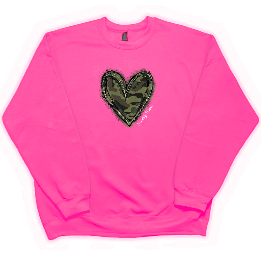 Hidden Heart Adult Crew Neck Sweatshirt - Muddy Boots Clothing - Crew Neck Sweatshirt