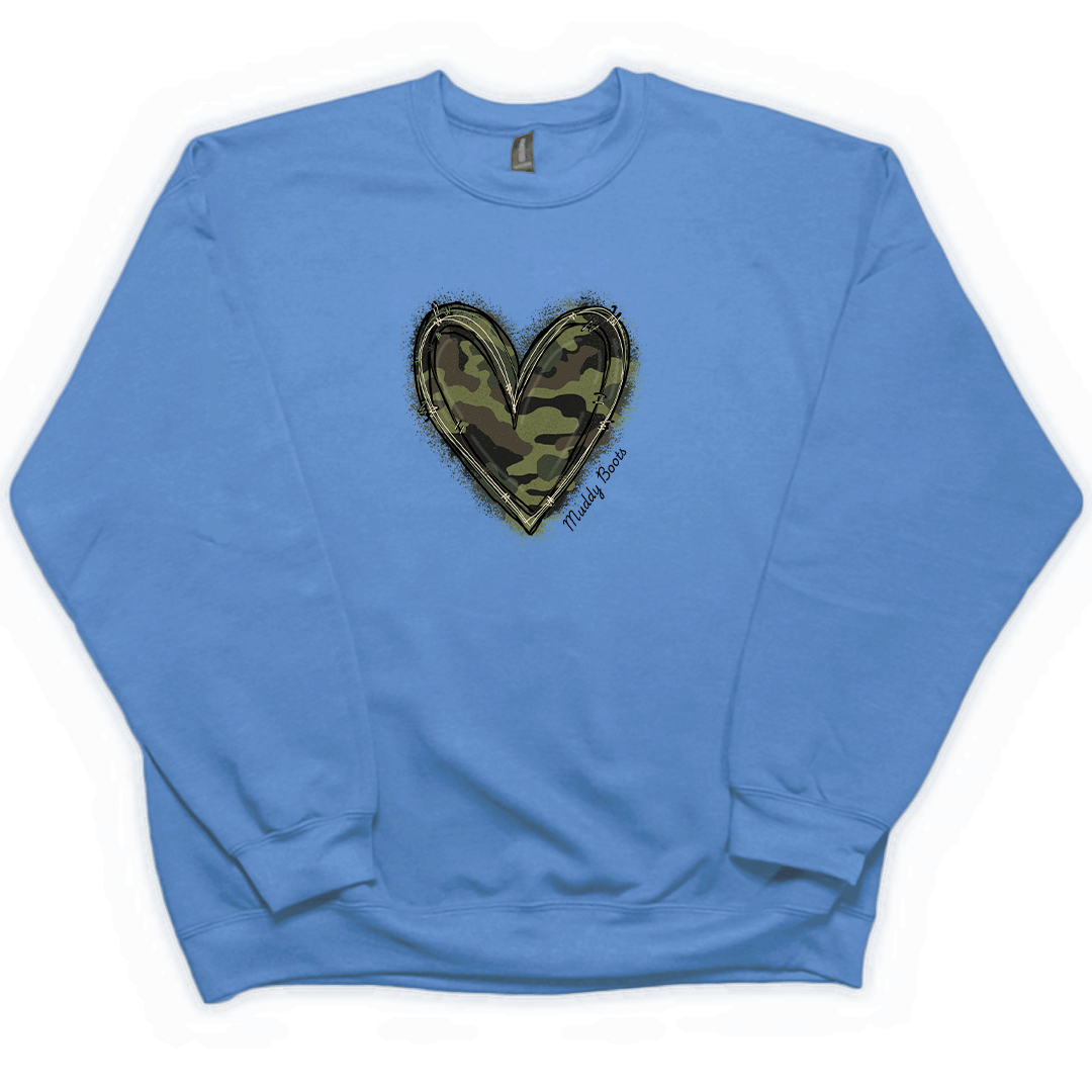 Hidden Heart Adult Crew Neck Sweatshirt - Muddy Boots Clothing - Crew Neck Sweatshirt