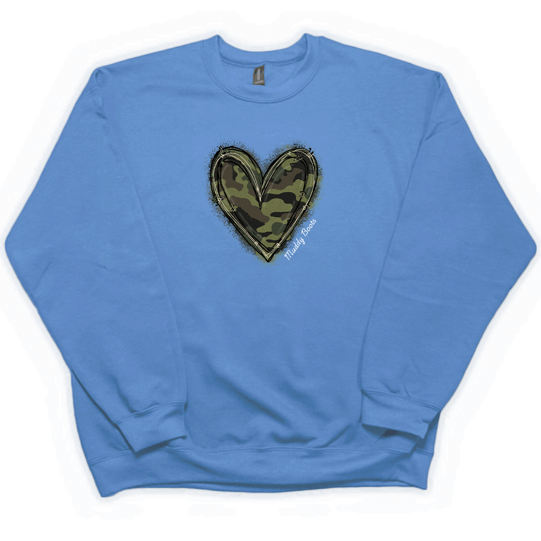 Hidden Heart Adult Crew Neck Sweatshirt - Muddy Boots Clothing - Crew Neck Sweatshirt