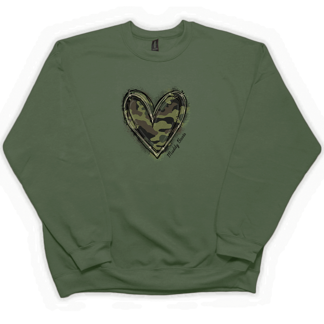 Hidden Heart Adult Crew Neck Sweatshirt - Muddy Boots Clothing - Crew Neck Sweatshirt