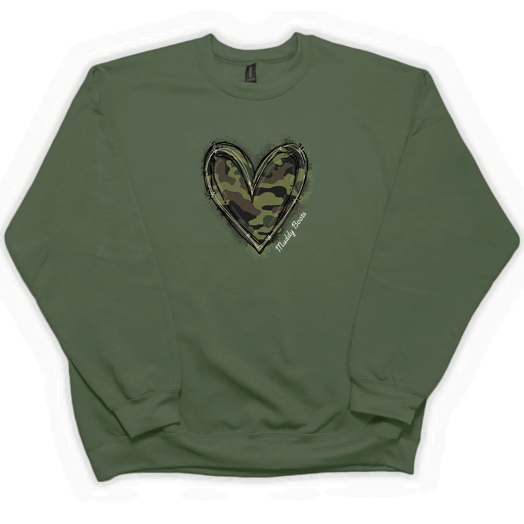 Hidden Heart Adult Crew Neck Sweatshirt - Muddy Boots Clothing - Crew Neck Sweatshirt