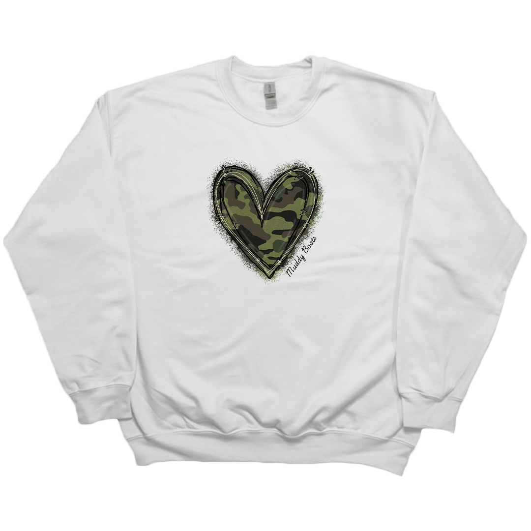 Hidden Heart Adult Crew Neck Sweatshirt - Muddy Boots Clothing - Crew Neck Sweatshirt