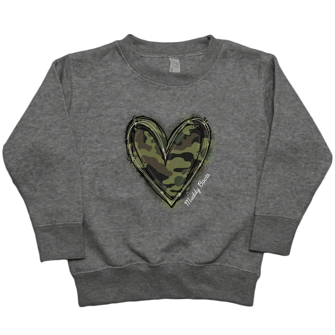 Hidden Heart Toddler Crew Neck Sweatshirt - Muddy Boots Clothing - Crew Neck Sweatshirt