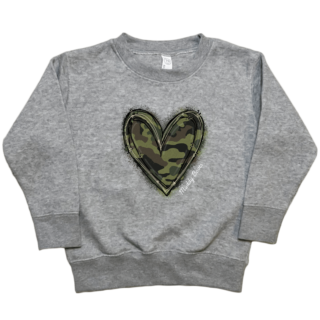 Hidden Heart Toddler Crew Neck Sweatshirt - Muddy Boots Clothing - Crew Neck Sweatshirt