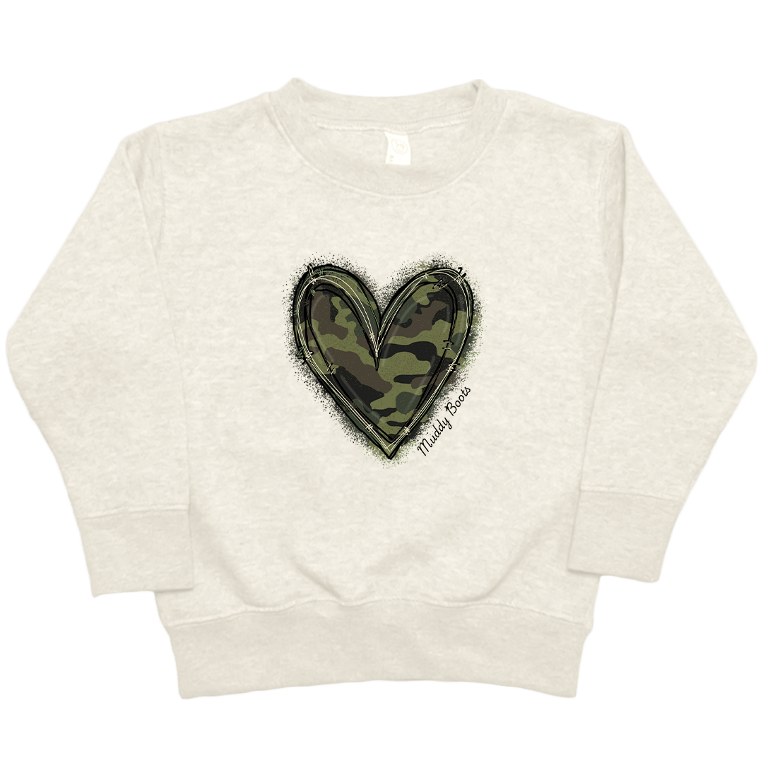 Hidden Heart Toddler Crew Neck Sweatshirt - Muddy Boots Clothing - Crew Neck Sweatshirt