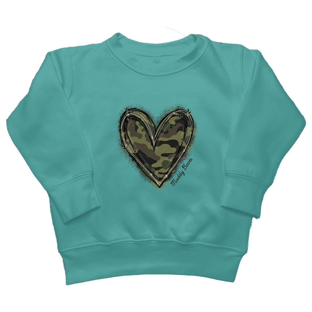 Hidden Heart Toddler Crew Neck Sweatshirt - Muddy Boots Clothing - Crew Neck Sweatshirt
