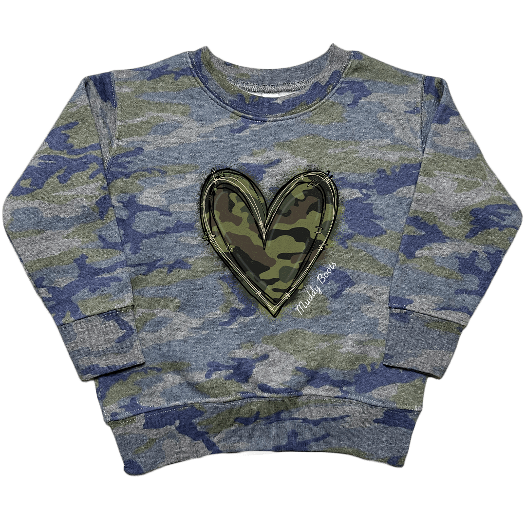 Hidden Heart Toddler Crew Neck Sweatshirt - Muddy Boots Clothing - Crew Neck Sweatshirt