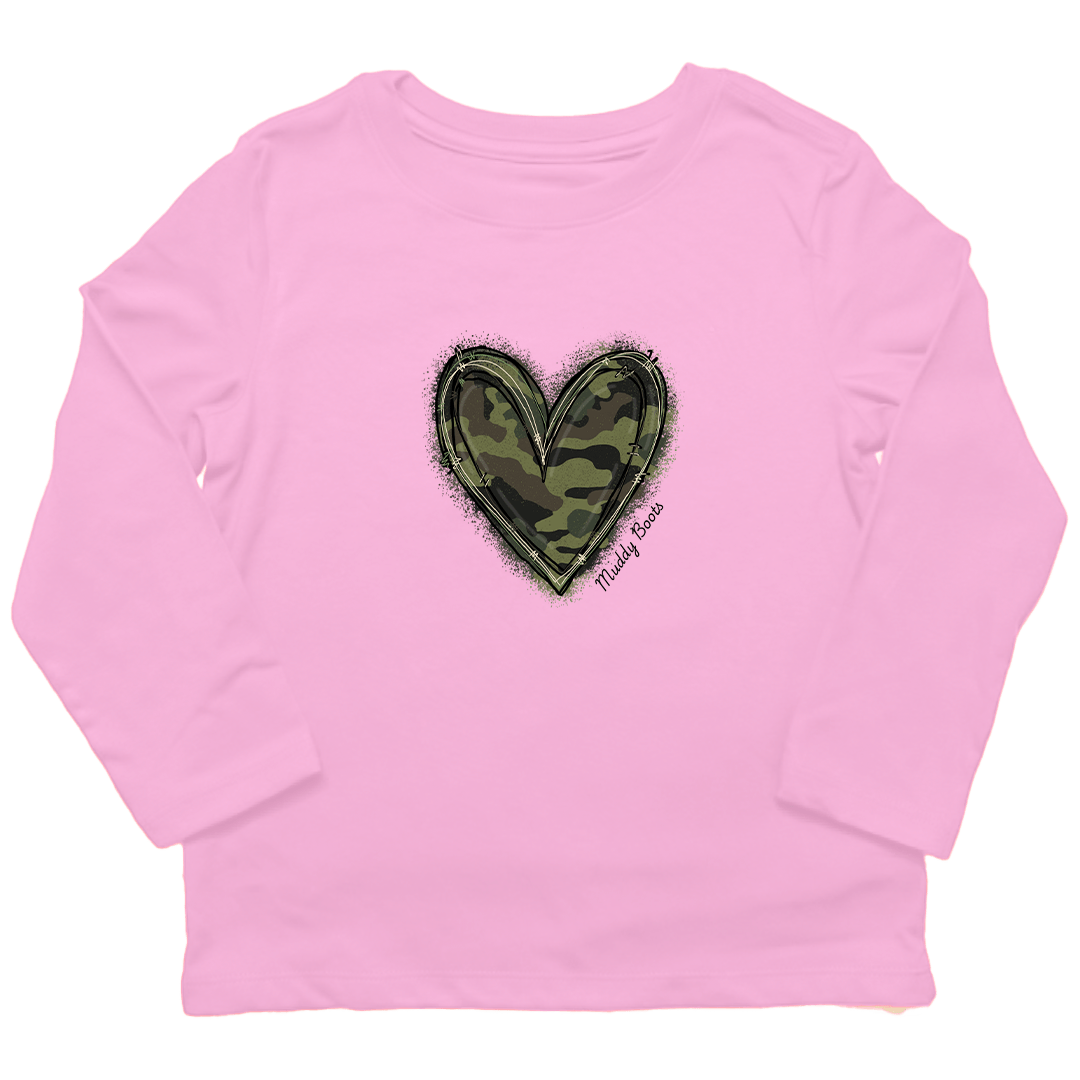 Hidden Heart Toddler Long Sleeve Tee - Muddy Boots Clothing - Long Sleeve Tee