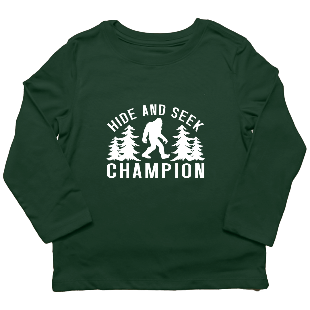 Hide and Seek Sasquatch Kids Long Sleeve Tee - Muddy Boots Clothing - Long Sleeve Tee