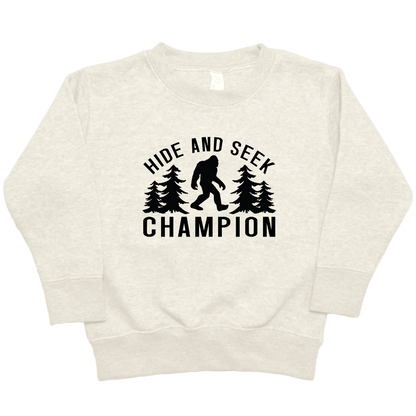 Hide and Seek Sasquatch Toddler Crew Neck Sweatshirt - Muddy Boots Clothing - Crew Neck Sweatshirt