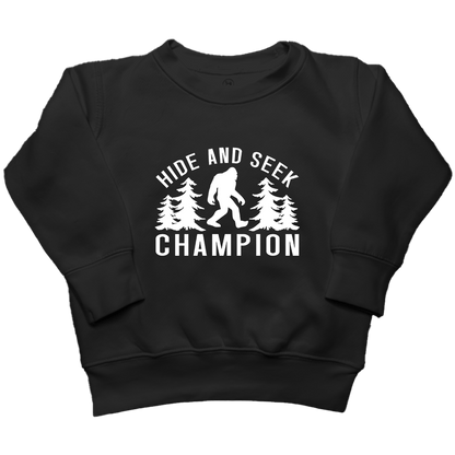 Hide and Seek Sasquatch Toddler Crew Neck Sweatshirt - Muddy Boots Clothing - Crew Neck Sweatshirt
