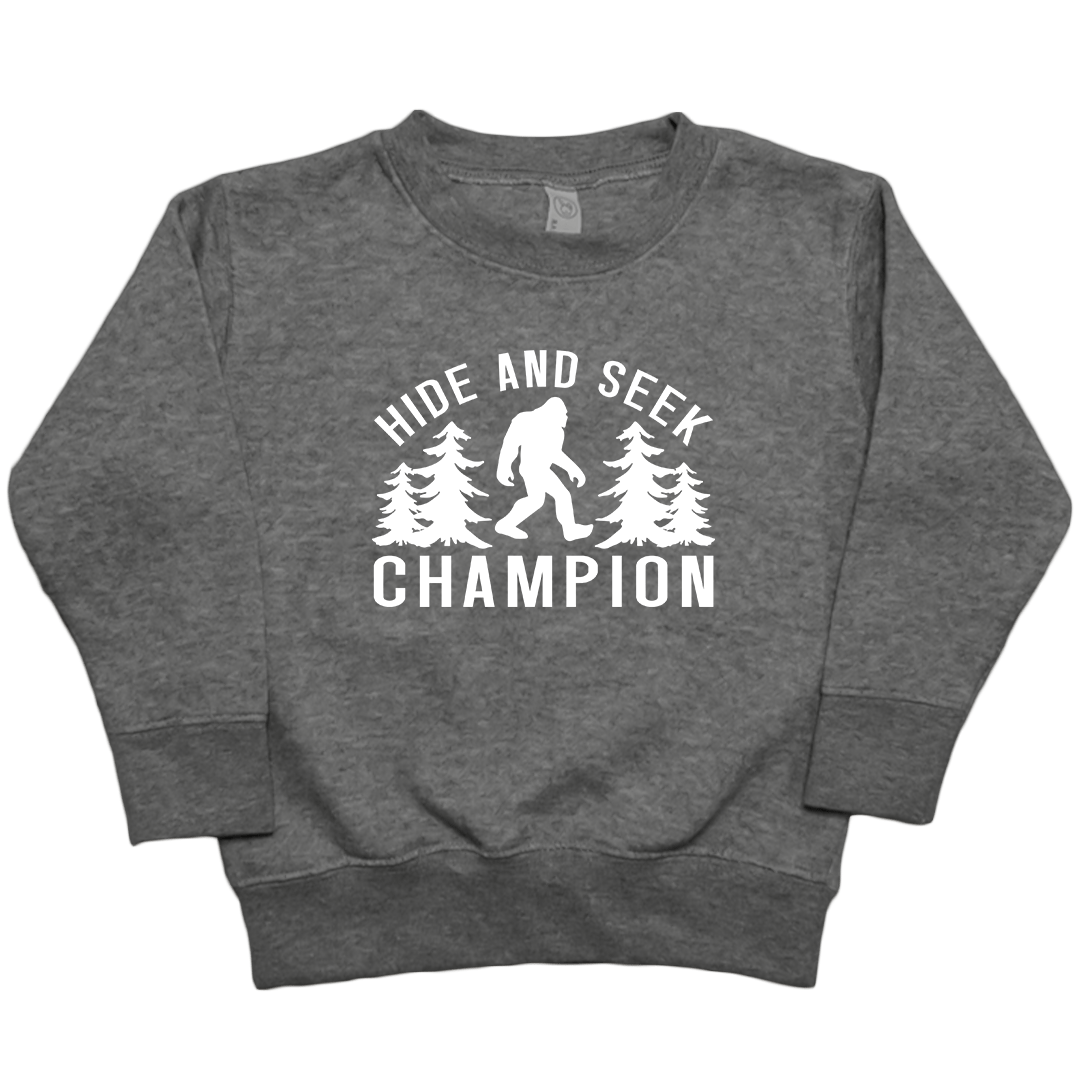 Hide and Seek Sasquatch Toddler Crew Neck Sweatshirt - Muddy Boots Clothing - Crew Neck Sweatshirt