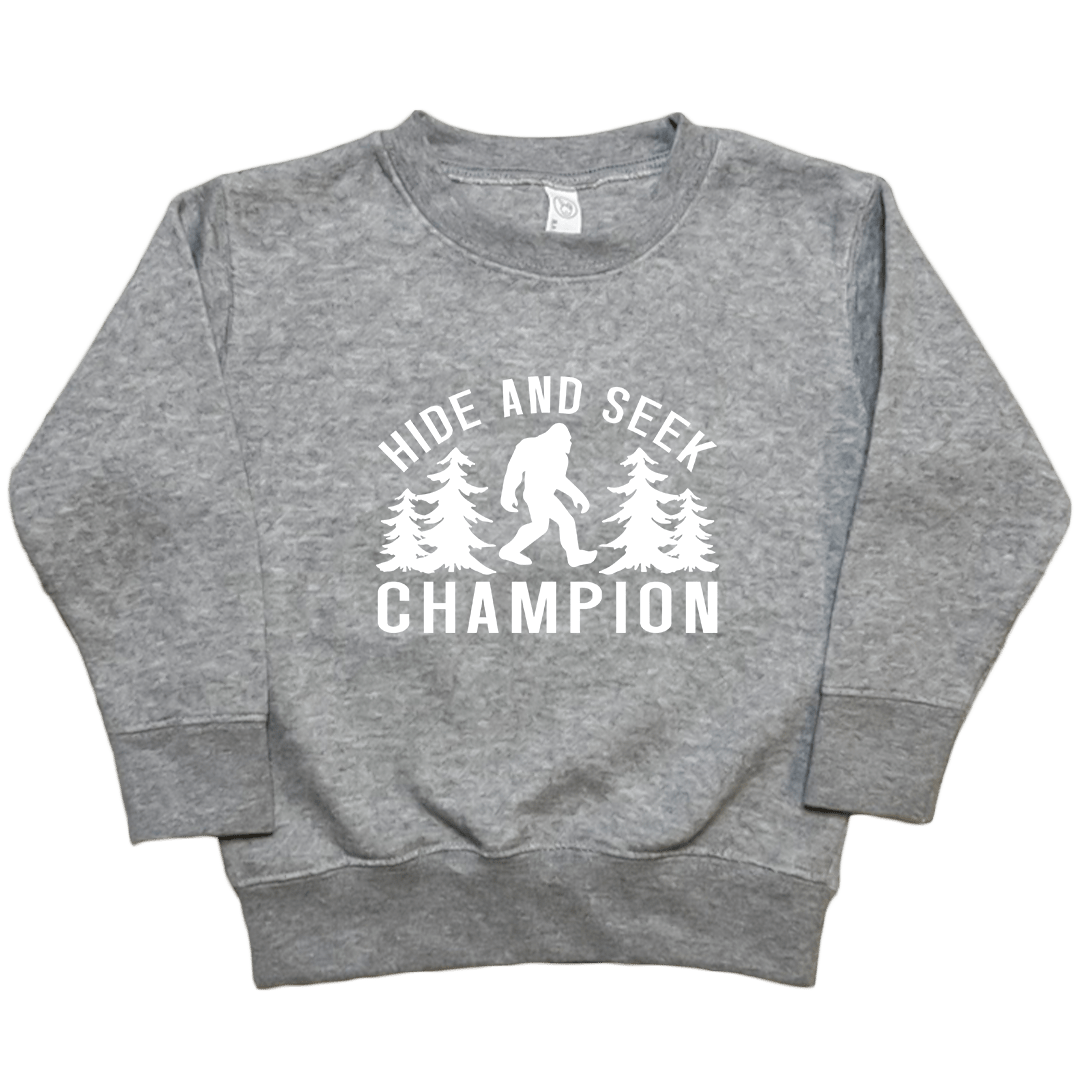 Hide and Seek Sasquatch Toddler Crew Neck Sweatshirt - Muddy Boots Clothing - Crew Neck Sweatshirt